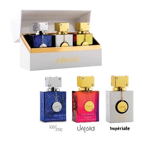 Armaf Club De Nuit 3 Piece Perfume Gift Set (Untold, Iconic, Imperiale ...