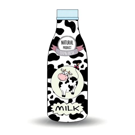 Premium Vector | A bottle of milk and cow label isolated vector ...