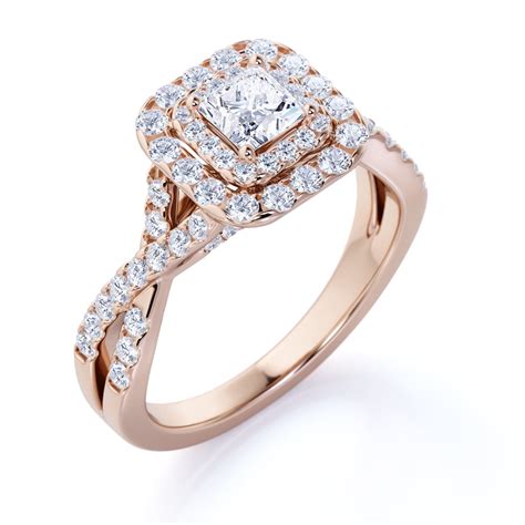 Elegant 1 Carat - Square Cut Diamond - Twisted Band - Pave - Double ...