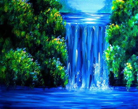 Paint Nite: Secret Hidden Waterfall in 2024 | Waterfall paintings ...