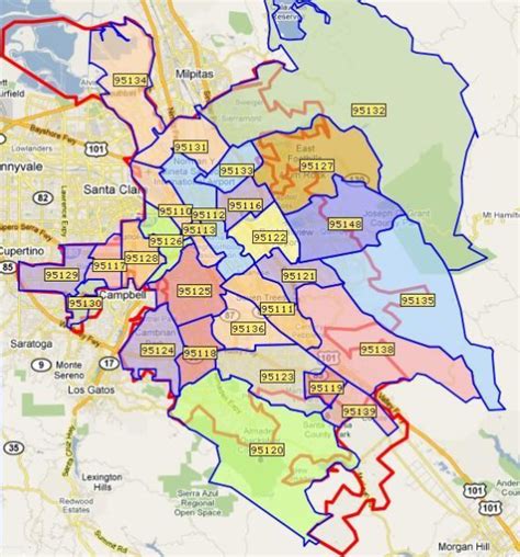 North San Jose Zip Code Map