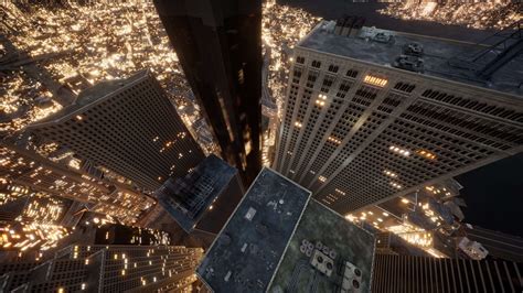 Aerial view of skyscrapers in downtown in the evening 7677192 Stock ...