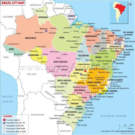 Brazil cities map major cities in brazil map – Artofit