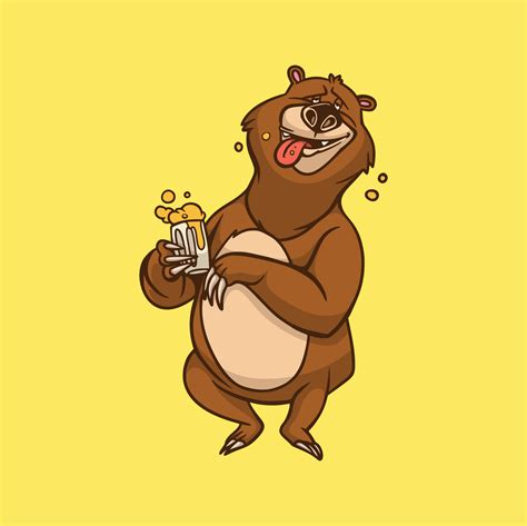 cartoon animal design Bear is drinking beer cute mascot logo 4600232 ...