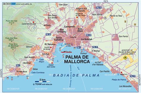 Map of Palma de Mallorca, overview (Region in Spain) | Welt-Atlas.de