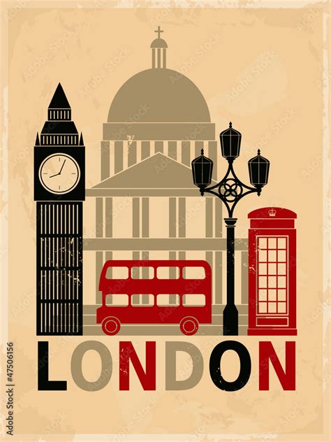 Vintage London Poster Stock Vector | Adobe Stock