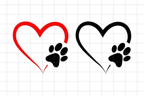 Heart Paw Print SVG Cut File. Love dog or cat symbol (721413) | Cut ...