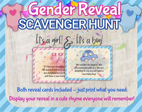 Gender Reveal Scavenger Hunt Gender Reveal Treasure Hunt | Etsy