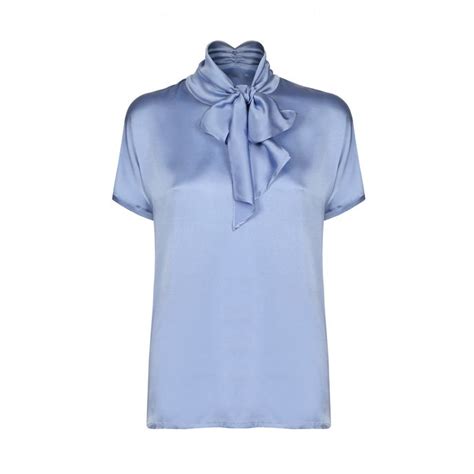 JUCCA SILK BLOUSE WITH RIBBON Woman Light blue | Mascheroni Moda