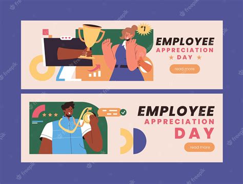 Free Vector | Flat employee appreciation day horizontal banners set