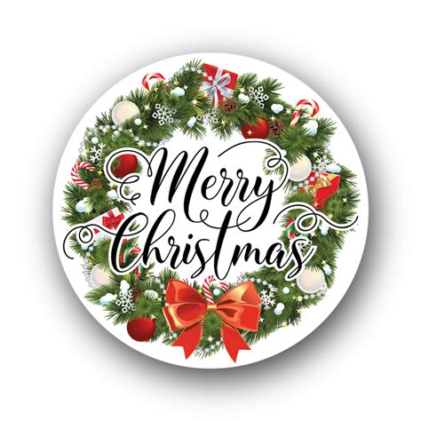 Christmas Sticker - Merry Christmas Wreath - U Sticker It