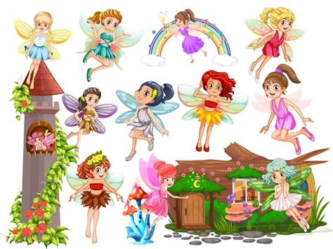 Fairy Princess Clipart, Cute Fairies Castle Design Art Set, Digital ...