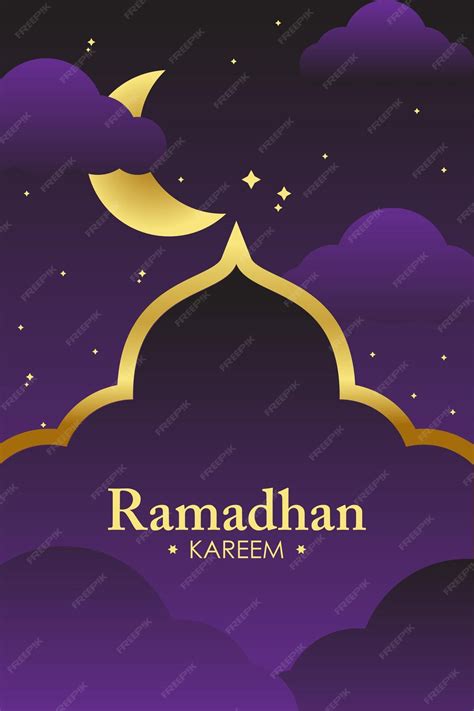 Premium Vector | Night sky with moon and stars ramadan background