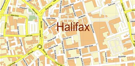 Halifax + Huddersfield UK PDF Vector Map City Plan High Detailed Street ...