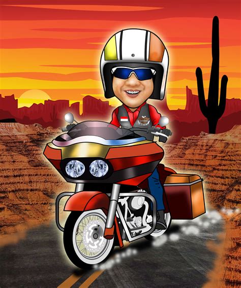 Karikatur Naik Moge Harley