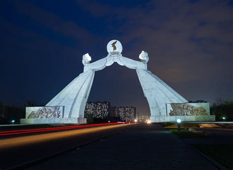 Arch of Reunification at night : r/NorthKoreaPics