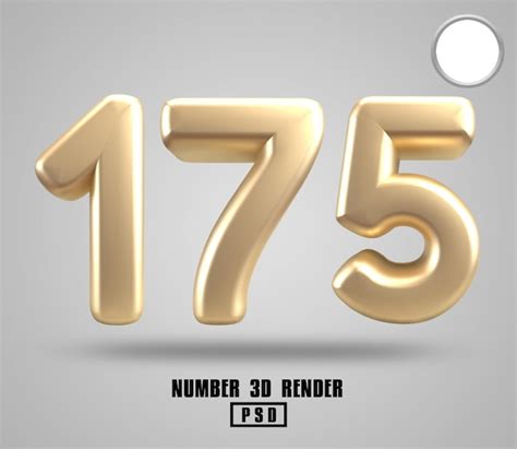 Premium PSD | 3d render number 175 gold style