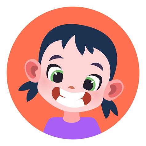 Premium Vector | Happy girl avatar. funny child profile picture ...