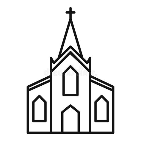 Wood Church Icon, Outline Style Stock Vector - Illustration of double ...