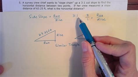 Horizontal Distance Given Side Slope and Slope Distance - YouTube