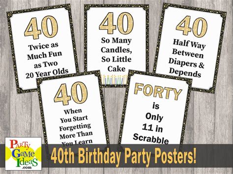 40th Birthday Party Posters Funny Quotes