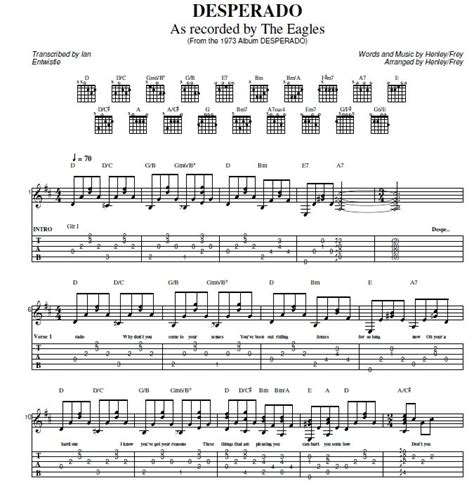 desperado guitar tabs and lyrics | Desperado (Eagles) - Ian Entwistle ...