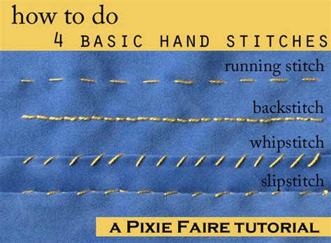 How to do Four Basic Hand stitches | Tutorial on Pixie Faire.com