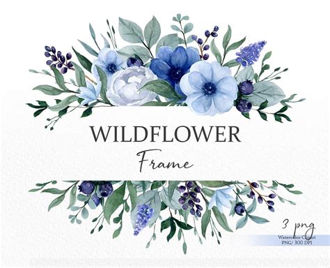 Blue Flower Frame Clipart