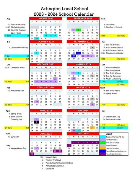 School Calendars - Arlington Local Schools