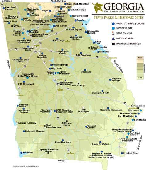 Georgia State Parks & Historic Sites Map | Department Of Natural ...