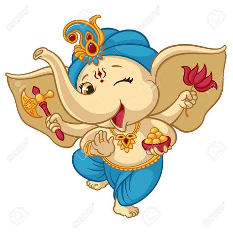 Ganesha elephant cartoon vector illustration for traditional Hindu ...