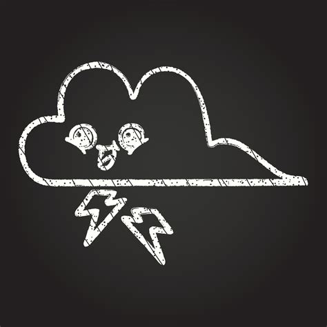 Lightning Cloud Chalk Drawing 13110525 Vector Art at Vecteezy