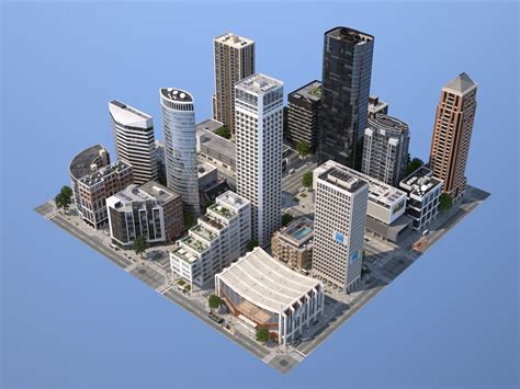 City KC6 | 3D model | Minecraft city buildings, City skylines game ...