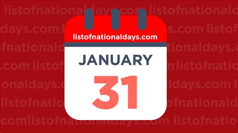 JANUARY 31ST: National Holidays,Observances & Famous Birthdays