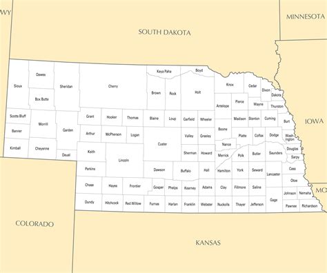 Large administrative map of Nebraska state | Vidiani.com | Maps of all ...