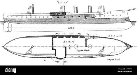 HMS Sultan diagrams Brasseys 1888 Stock Photo - Alamy