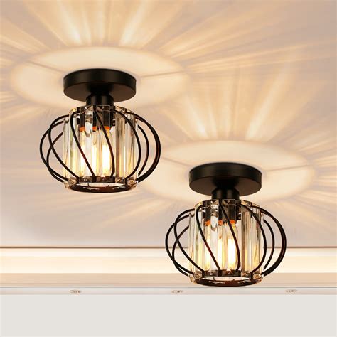 FRIDEKO HOME 2-Pack Semi Flush Mount Ceiling Light - Small Crystal ...