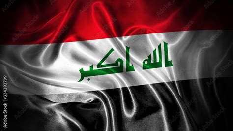 Close up waving flag of Iraq. National Iraq flag. Stock Photo | Adobe Stock