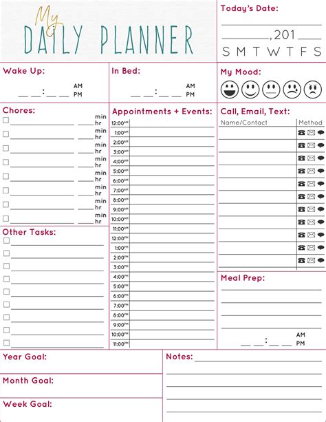 Free Printable Daily Planner Template Pdf - Ideas of Europedias