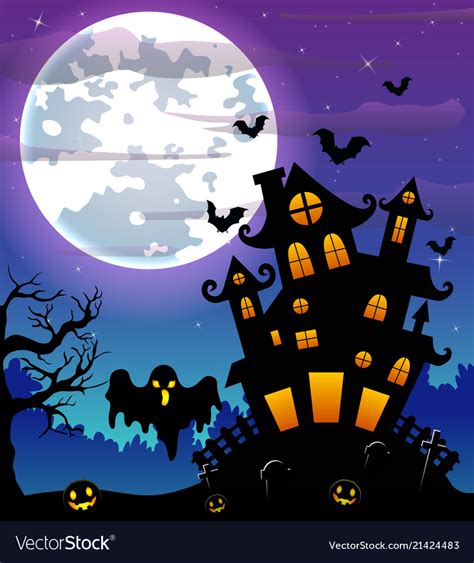 Halloween night background with black ghost and pu