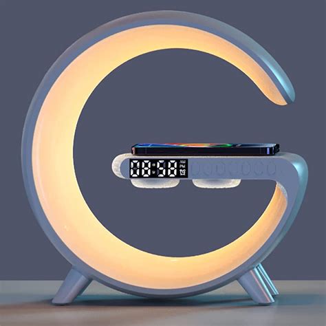 Wireless Charger Atmosphere Lamp, 4 In 1 Bluetooth Speaker Music Clock ...