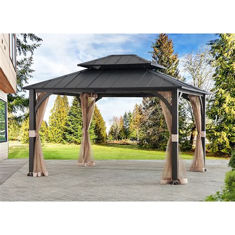 Berkley Jensen 14' X 12' Steel Hardtop Gazebo With Netting ...