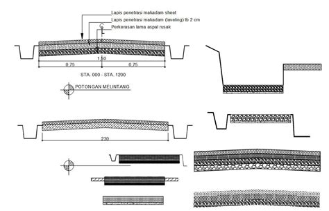 Cross section of carriage way design in AutoCAD 2D drawing, CAD file ...