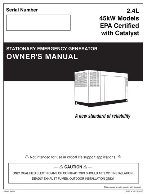 GENERAC POWER SYSTEMS 45KW OWNER'S MANUAL Pdf Download | ManualsLib