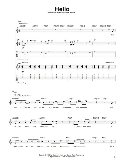 Hello by Lionel Richie - Guitar Tab - Guitar Instructor