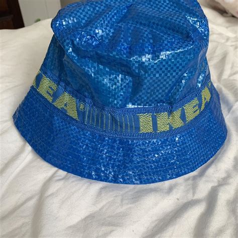 IKEA Women's Yellow and Blue Hat | Depop