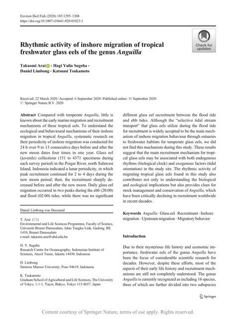 Rhythmic activity of inshore migration of tropical freshwater glass ...