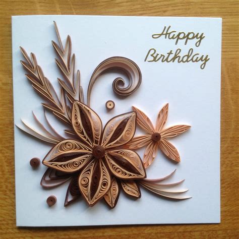 Quilling Birthday Card Browns