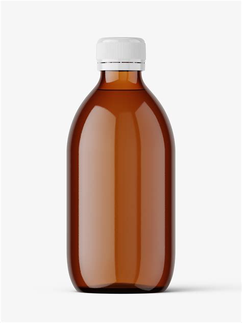 Amber syrup bottle mockup / 300 ml - Smarty Mockups