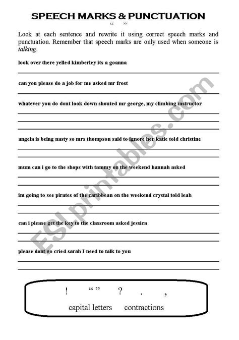 English worksheets: Speech marks